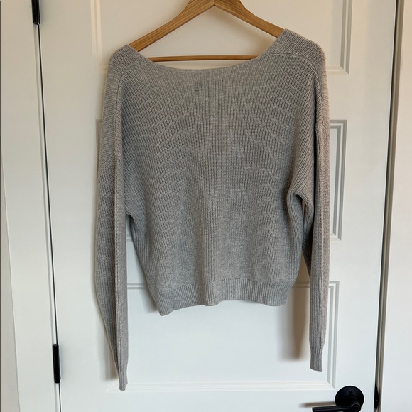 Lulu's Light Gray V-Neck Sweater - Picture 2 of 2